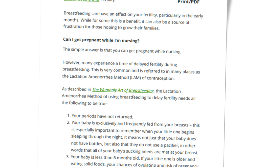 More On Breastfeeding And Your Fertility