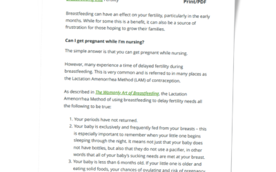 More On Breastfeeding And Your Fertility